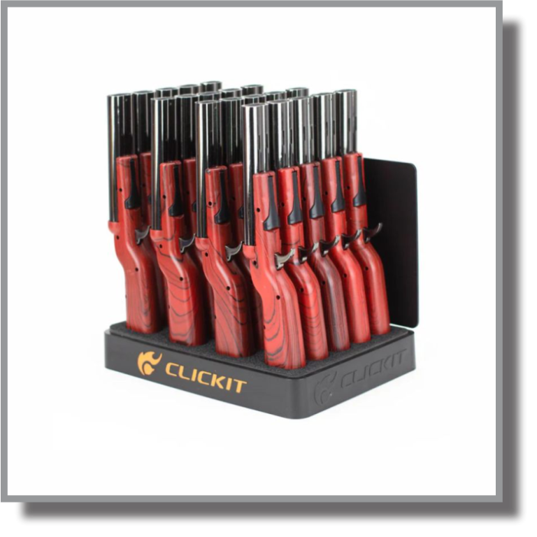 Clickit Double Barrel Shotgun Lighter 20ct Display CB Wholesale
